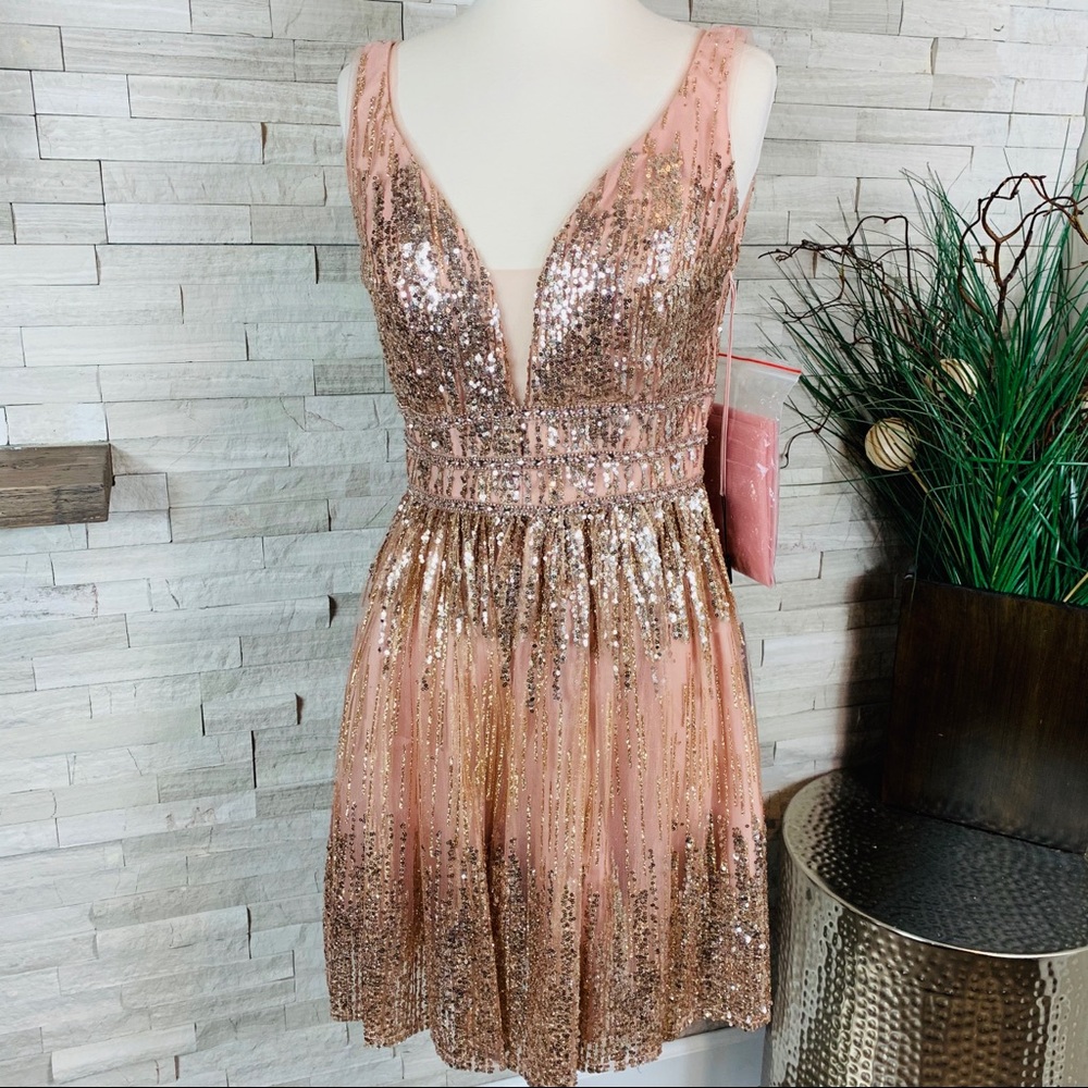 Coya Collection NWT Small Formal Rose Gold Dress - Picture 10 of 12